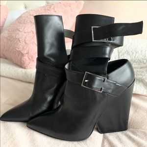 Black calf skin booties